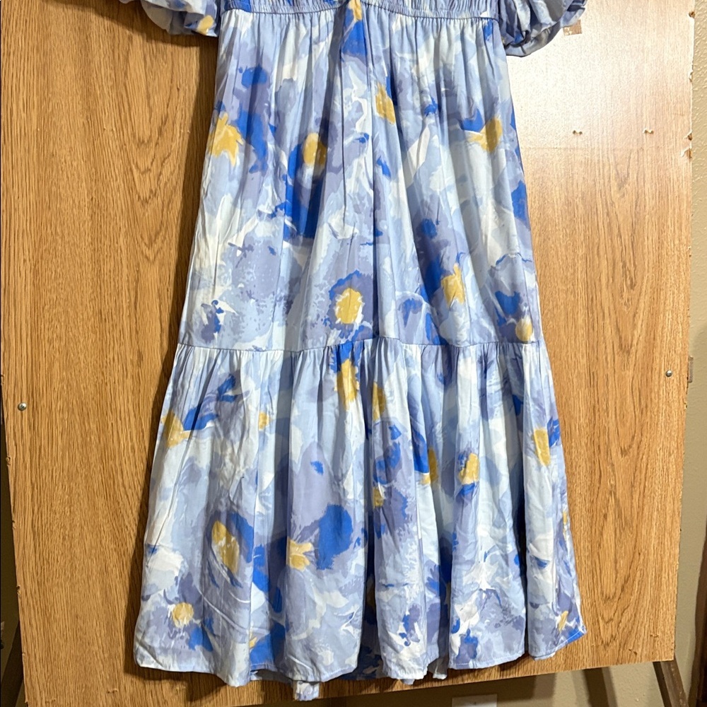 Jessica Simpson Blue and Yellow Floral Midi Dress - Picture 6 of 7
